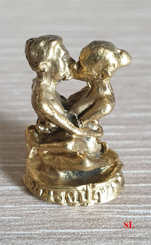 Couple-assis-Figurine-Statuette-Amulette-laiton--Miniature-